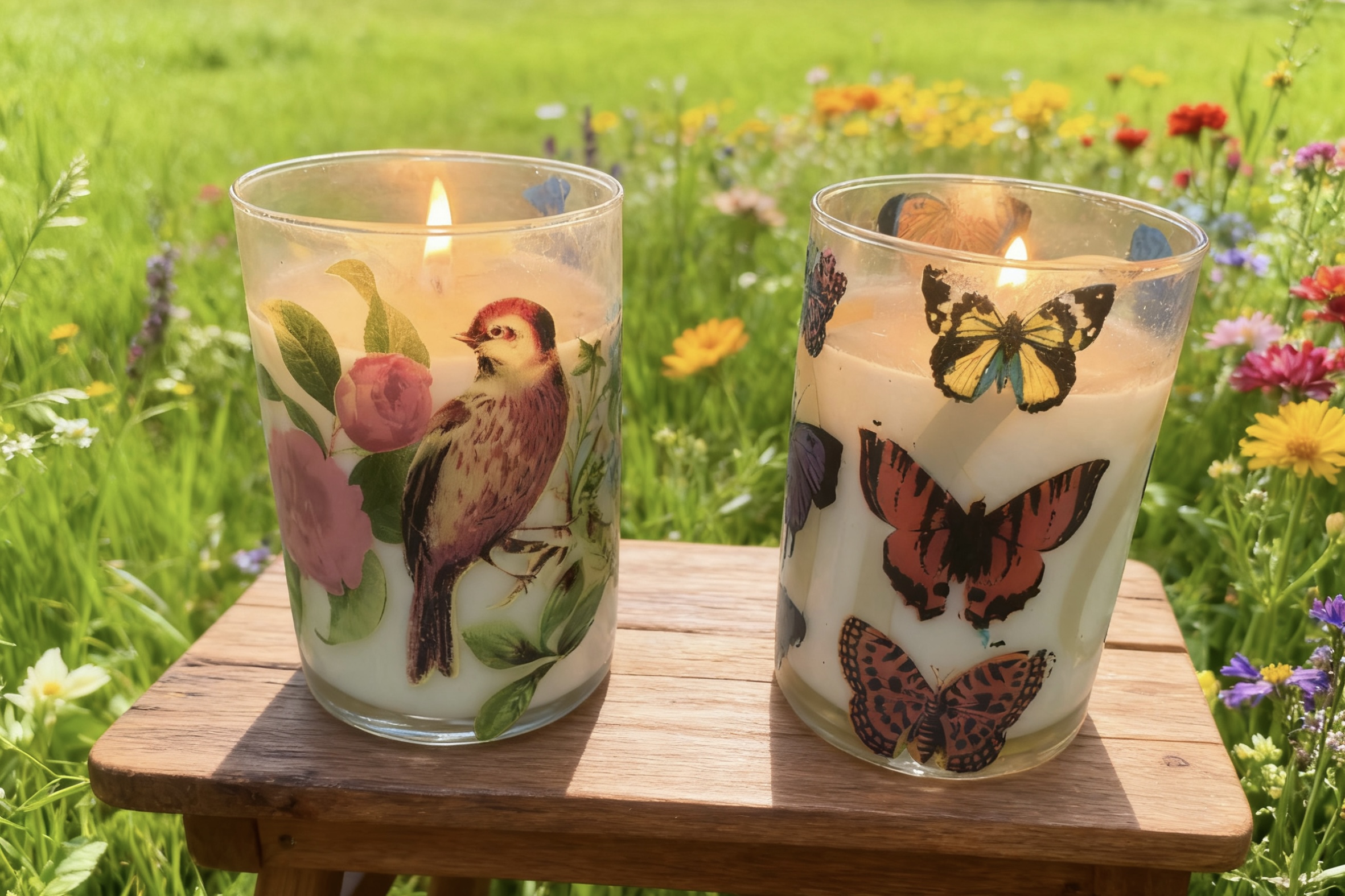 Decaled Glass Candle